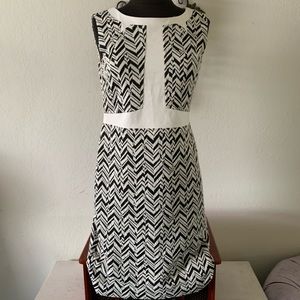 Cleo chevron-print black & white knee-length sleeveless classic dress NWOT Sz 6P